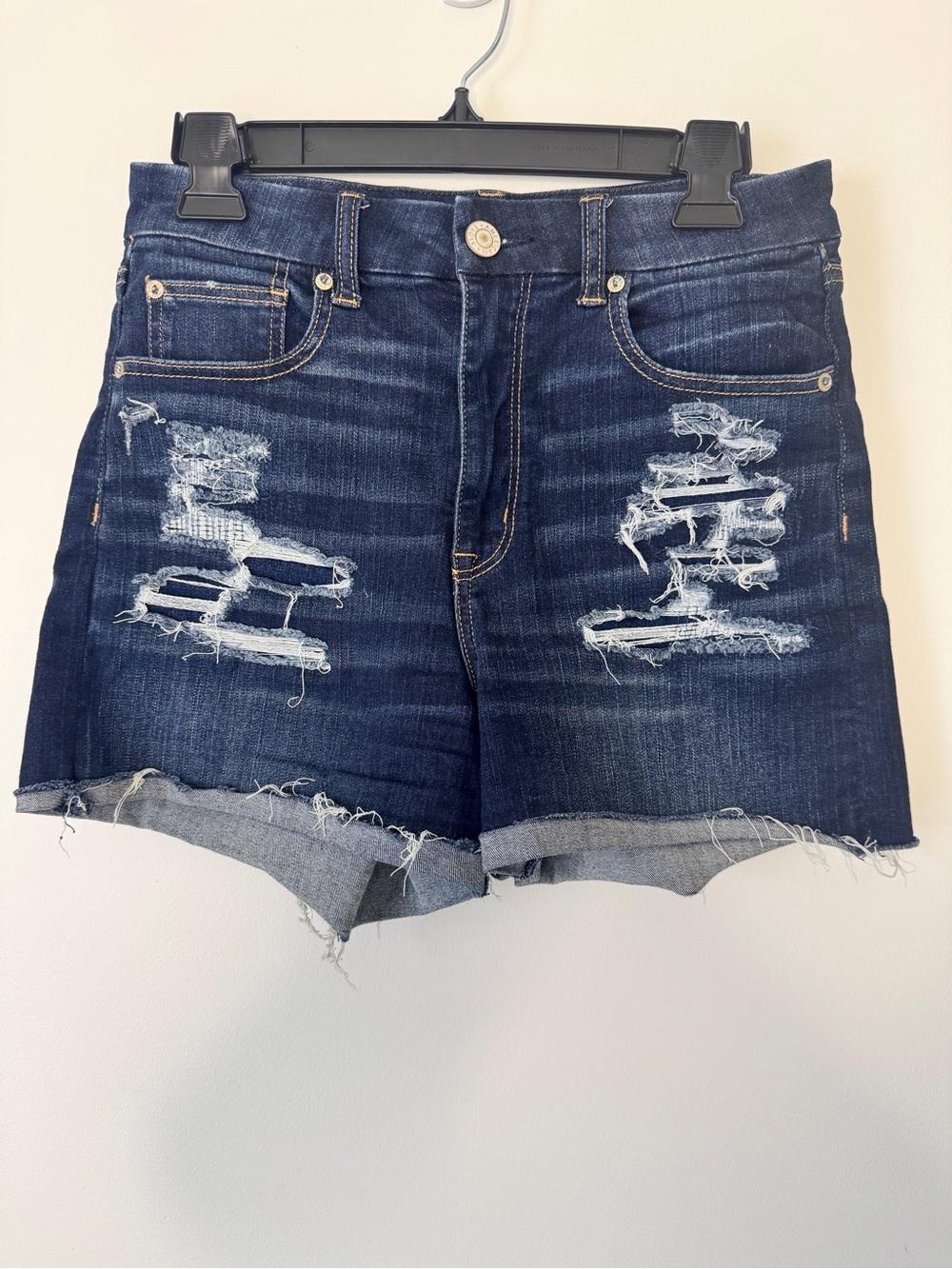 American Eagle Ne(x)t Level Curvy Hi Rise Shortie Denim Jean Shorts AE Sz 8